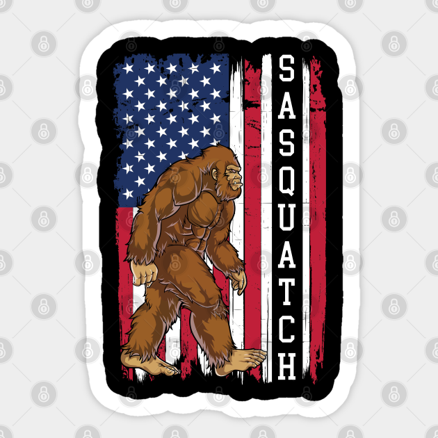 Bigfoot American Flag - Sasquatch Theme Gift - Bigfoot - Sticker